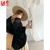 莜仙格针织罩衫女春秋季2024新款慵懒设计感小众镂空露背上衣ins潮 建议96-105斤