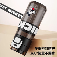 迪士尼儿童水杯带吸管杯耐高温男女孩小上学双饮杯便携防摔水壶 米奇绿 470ml