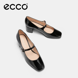 ecco 玛丽珍鞋女鞋 2025年夏季高跟鞋浅口单鞋 型塑290963 黑色29096301001