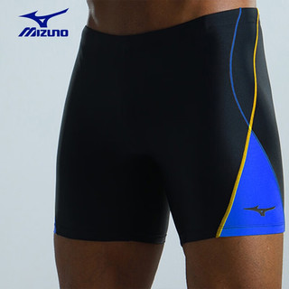 美津浓（MIZUNO）泳裤男士专业游泳裤透气抗氯泡温泉平角裤速干泳裤 1122黑蓝三件套(平光款) L