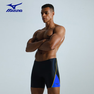 美津浓（MIZUNO）泳裤男士专业游泳裤透气抗氯泡温泉平角裤速干泳裤 1122黑蓝三件套(平光款) L
