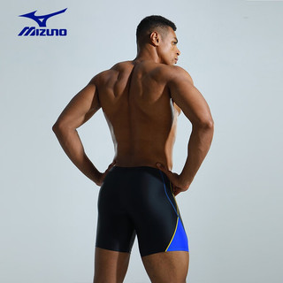 美津浓（MIZUNO）泳裤男士专业游泳裤透气抗氯泡温泉平角裤速干泳裤 1122黑蓝三件套(平光款) L