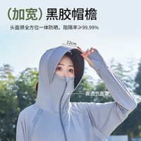 翊尚美防晒衣女夏季冰丝防紫外线黑胶大帽檐短款外套女士薄款防晒服 霜云白【升级冰感黑胶大帽檐】 均码 【80-140斤】