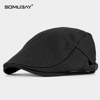 SOMUBAY帽子男春秋贝雷帽休闲英伦鸭舌帽薄款韩版潮时尚文艺前进帽四季款 深灰色 均码【适合56-60CM】