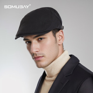 SOMUBAY帽子男春秋贝雷帽休闲英伦鸭舌帽薄款韩版潮时尚文艺前进帽四季款 深灰色 均码【适合56-60CM】