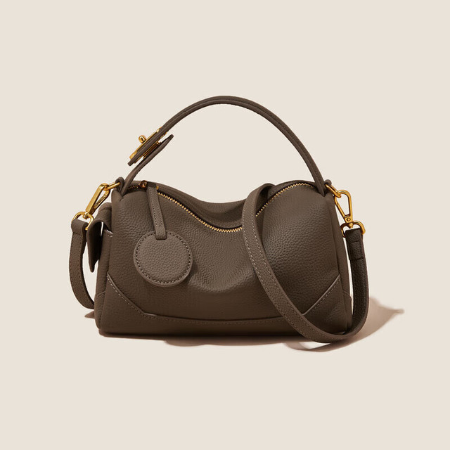 金狐狸 头层牛皮 大容量斜挎 单肩枕头包 轻奢高端品牌