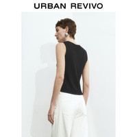 UR2025春季女装简约休闲纽扣V领无袖针织开衫UWM950028 黑色 M