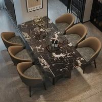 戈晏轻奢大理石餐桌现代简约长方形家用餐桌椅组合小户型蓝翡翠 一米八蓝翡翠加厚大理石餐桌