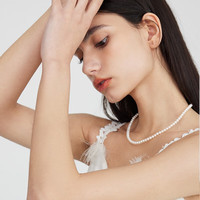 阮仕（Ruan'S）18k金淡水小珍珠项链花花世界OT扣锁骨链颈链自戴 S925银-金色/约40cm/微瑕