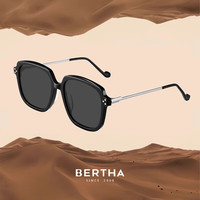 Bertha gm墨镜女高级感迪丽热巴同款大脸近视太阳眼镜男开车防晒防紫外 Milli.01 授权 黑框黑灰片