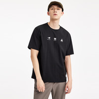 七匹狼短袖T恤夏季男士圆领套头印花体恤衫男装衣服上衣 001(黑色) 180/100A