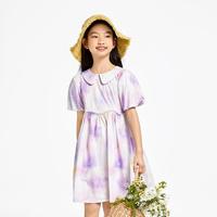 安奈儿 Annil童装女童短袖连衣裙夏纯棉透气甜美优雅泡泡袖公主裙