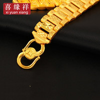 喜缘祥珠宝足金999手表链坦克黄金手链男士显大显宽土豪520 链长19CM金重33.86g
