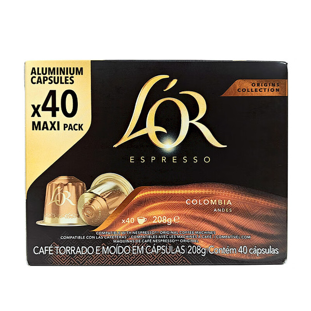 L'OR 法国进口lor黑咖啡胶囊 哥伦比亚5.2g*40粒