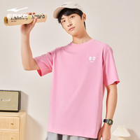 鸿星尔克短袖男夏季户外舒适休闲跑步清爽T恤半袖运动t恤五分袖 气泡粉-2069 4XL