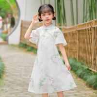 优蜜屋 女童汉服夏装2025年中大儿童夏季中国风复古旗袍小女孩裙子