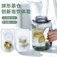 富光运动水壶大容量塑料杯水杯Tritan吨杯桶刻度吸管户外2500ML 黑绿色  2500ml