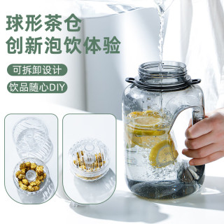 富光运动水壶大容量塑料杯水杯Tritan吨杯桶刻度吸管户外2500ML 黑绿色  2500ml