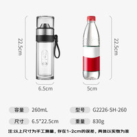 富光抗菌玻璃杯 双层高硼硅水杯 茶水分离杯 男女士办公泡茶杯子260ml 抗菌泡茶师-金色