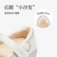 泰兰尼斯meta春季新品女童水晶鞋公主洋气软底皮鞋演出单鞋闪灯鞋
