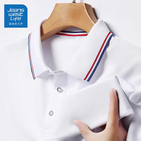 JEANSWEST LIFE真维斯夏季短袖POLO衫男女同款商务休闲通勤风上衣 白色 3XL