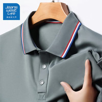 JEANSWEST LIFE真维斯夏季短袖POLO衫男女同款商务休闲通勤风上衣 灰色 L