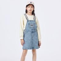 纯棉牛仔背带裙女童秋季连衣裙儿童裙子中大童舒适宽肩带高级感