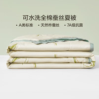 罗莱生活 LUOLAI  蚕丝被子100%全棉A类抗菌可水洗蚕丝夏被约3.8斤JDear京东 A类100%全棉可水洗蚕丝夏被-绿白 220*250cm