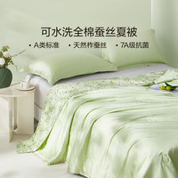 罗莱生活 LUOLAI 家纺 蚕丝被子100%全棉A类抗菌可水洗蚕丝夏凉被 约3.2斤 A类抗菌全棉可水洗蚕丝夏被-浅绿 200*230cm