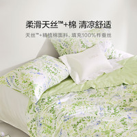 罗莱生活 LUOLAI 家纺 夏凉被 100%A类抗菌可水洗莱赛尔天丝棉蚕丝被芯 净重2.5斤 60支A类可水洗天丝蚕丝夏被-绿 150*215cm