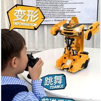 勾勾手 势感应变形遥控汽车金刚充电动大黄蜂机器人赛车儿童男孩玩具车  兰博蓝色-26厘米