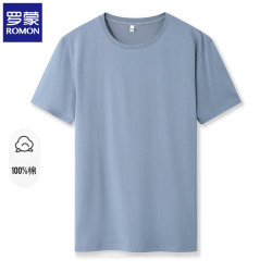 ROMON 罗蒙 纯棉t恤男短袖夏季薄款 雾霾蓝 4XL
