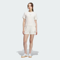 adidas运动短裤女装夏季阿迪达斯三叶草 粉白     XS