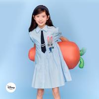 迪士尼IP女童裙子儿童连衣裙2025夏条纹衬衫裙学院风凉爽
