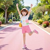 【萌趣印花落肩袖】婴幼女童透气T恤夏儿童薄款短袖上衣