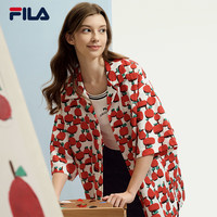 FILA X TIM 插画师联名斐乐情侣梭织短袖衬衫2025夏季新款满印上衣 满印一-ZA 190/108A/XXXL