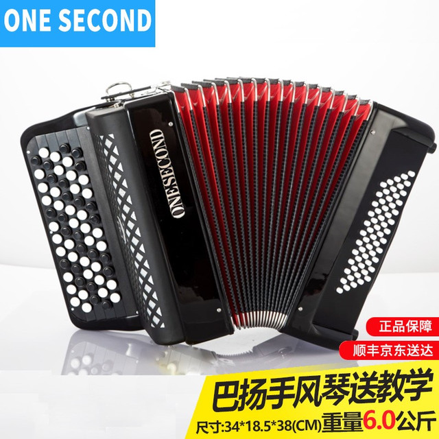 ONESECOND 一秒 Y855 德国音簧手风琴巴扬乐器 60贝司黑色