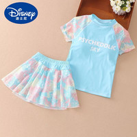 迪士尼儿童泳衣2025年女童分体游泳衣女孩可爱宝宝小童温泉泳装 蓝色泳衣(泳裤)+泳帽 110 3-4岁  25-30斤