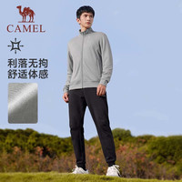 CAMEL骆驼运动套装男士2025春季薄款跑步休闲时尚立领针织两件套上衣男