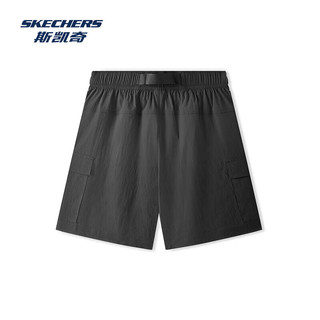 斯凯奇（Skechers）2025年春季女宽松短裤夏季新款梭织面料舒适透气休闲运动裤 碳黑/0018 M