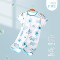 宝宝竹棉纤维睡袍夏季薄款婴儿睡衣家居服透气睡裙睡袍卡通连体衣