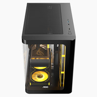 AOC机箱CG453ATX弯玻桌面海景房电竞台式主机箱 前曲面弯玻/左右分仓/支持360水冷/风扇位×10