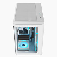 AOC机箱CG453白色ATX弯玻桌面海景房电竞台式主机箱 前曲面弯玻/左右分仓/支持360水冷/风扇位×10