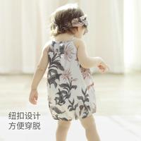 宝宝包屁衣女宝夏季公主风哈衣无袖薄款背心爬爬服衣服婴儿连体衣