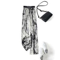 【水墨印花垂感宽松阔腿裤】夏装新时尚高腰长款休闲裤女有大码