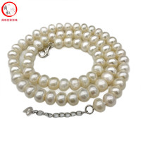 滴水成珠南珠世家淡水珍珠项链925银延长链长度可调节妈妈款礼物九紫离火 mm白色珍珠