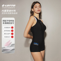 乐途(LOTTO)泳衣女连体平角竞速游泳衣抗菌防晒成人女士泳衣 暗夜黑 M M 【身高155-160体重40-52kg】 黑色 228-1