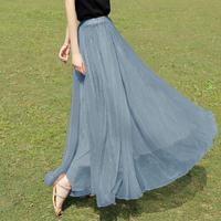 【不规则飘逸仙女半裙】夏装女士褶皱亮丝显瘦大摆长款半身裙
