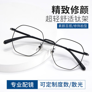  winsee/万新 防蓝光 近视眼镜+镜架+镜片  镜架+万新1.60防蓝光非球面镜片 62003哑黑