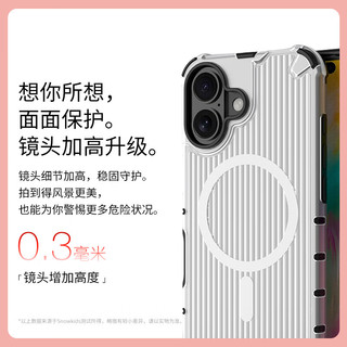 Snowkids适用苹果iPhone 16pro max防摔全包 升级软边可拆 磁吸手机壳 光栅磨砂不发黄 防划防刮图层 透灰 16promax丨防摔软边+磁吸丨透灰